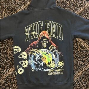 Black Hoodie with Grim Reaper Graphic